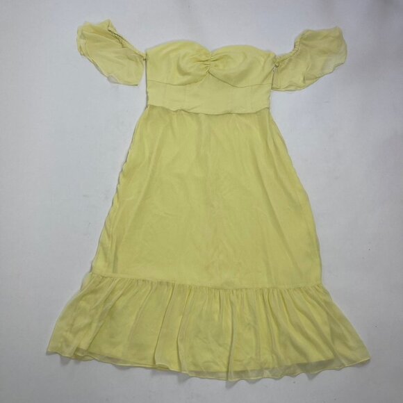 Gianni Bini Yellow Off Shoulder Midi TAYLOR Dress Like New! size 12 - Picture 3 of 6
